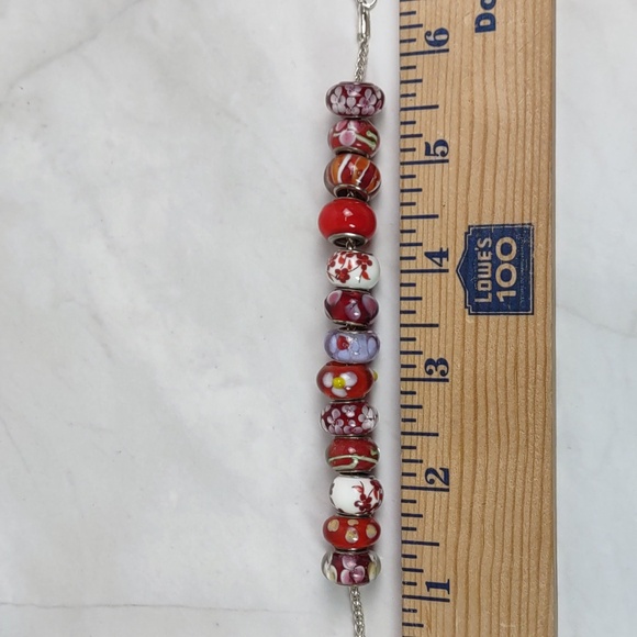 Pandora-style Art Glass Charm Bead Bracelet - Picture 4 of 7